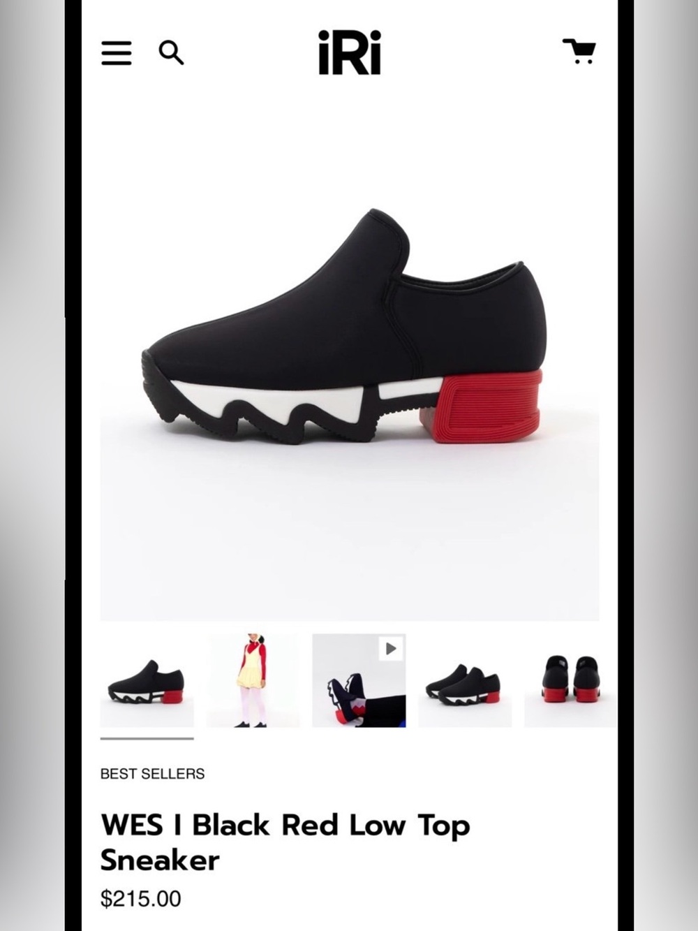 iRi WES Low Top Sneaker in Black & Red